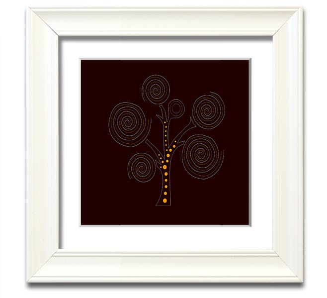 Aboriginal Tree 3 Square Framed Print showcasing vibrant colors and intricate details, framed in a stylish border.